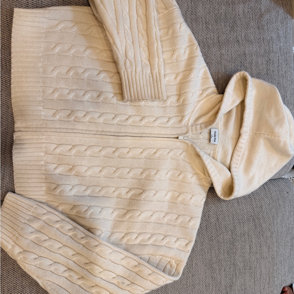 Sunday Best Cozy Cream Hooded Cable Knit